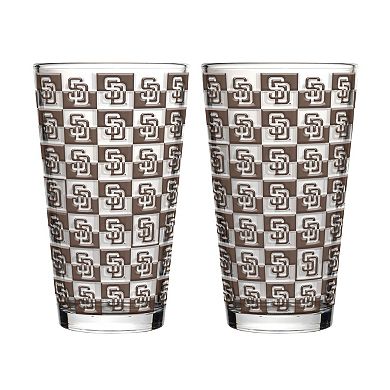 Logo Brands San Diego Padres Two-Pack Gridiron Stained 16oz. Pint Glass Set
