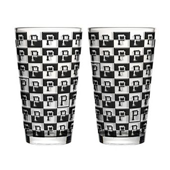 Logo Brands Pittsburgh Pirates Two-Pack Gridiron Stained 16oz. Pint Glass Set