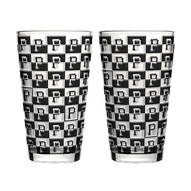 Logo Brands Pittsburgh Pirates Two-Pack Gridiron Stained 16oz. Pint Glass Set
