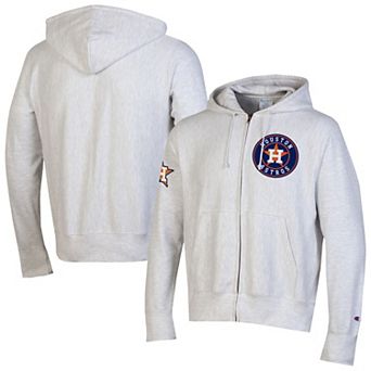 Men's Champion Gray Houston Astros Reverse Weave Chenille Full-Zip Hoodie