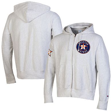 Men's Champion Gray Houston Astros Reverse Weave Chenille Full-Zip Hoodie