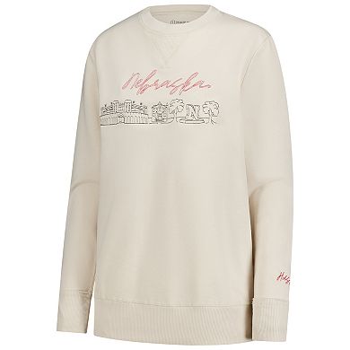 Women's Natural Nebraska Huskers Campus Vintage Wash Fleece Sweatshirt