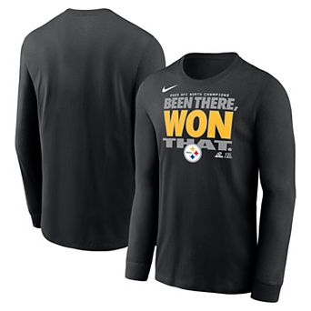 Men's Nike Black Pittsburgh Steelers 2025 AFC North Division Champions Locker Room Trophy Collection Long Sleeve T-Shirt