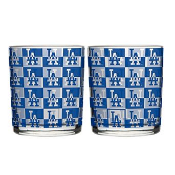 Logo Brands Los Angeles Dodgers Two-Pack 12oz. Gridiron Stained Rocks Glass Set