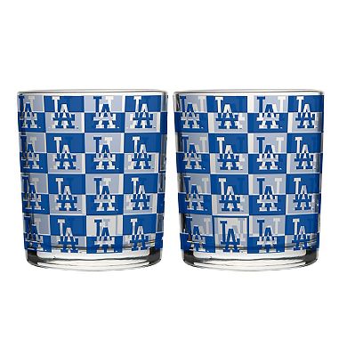 Logo Brands Los Angeles Dodgers Two-Pack 12oz. Gridiron Stained Rocks Glass Set