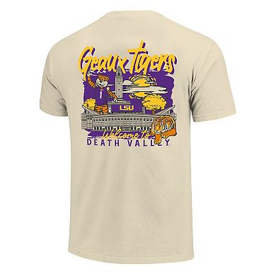 Men's Image One Natural LSU Tigers Comfort Colors Hand-Drawn Campus Stack T-Shirt