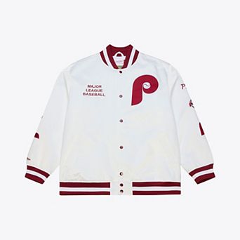 Men's Mitchell & Ness White Philadelphia Phillies Cooperstown Collection Lightweight Satin Full-Snap Jacket