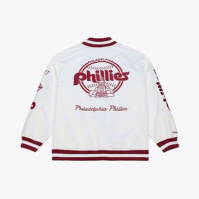 Men's Mitchell & Ness White Philadelphia Phillies Cooperstown Collection Lightweight Satin Full-Snap Jacket