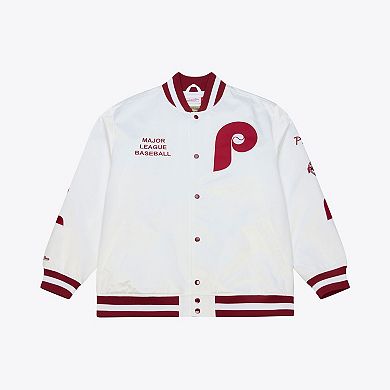 Men's Mitchell & Ness White Philadelphia Phillies Cooperstown Collection Lightweight Satin Full-Snap Jacket
