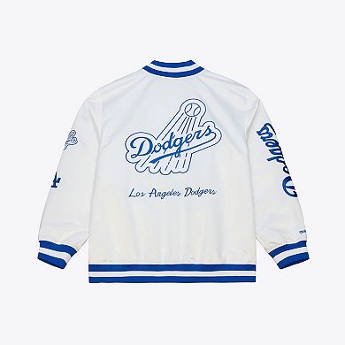 Men's Mitchell & Ness White Los Angeles Dodgers Cooperstown Collection Lightweight Satin Full-Snap Jacket