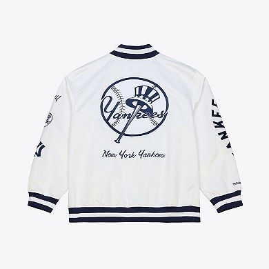 Men's Mitchell & Ness White New York Yankees Cooperstown Collection Lightweight Satin Full-Snap Jacket