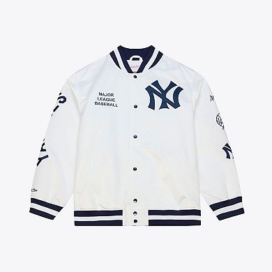 Men's Mitchell & Ness White New York Yankees Cooperstown Collection Lightweight Satin Full-Snap Jacket