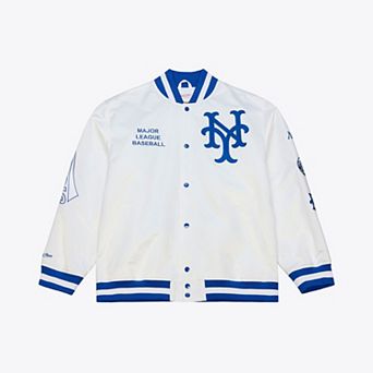 Men's Mitchell & Ness White New York Mets Cooperstown Collection Lightweight Satin Full-Snap Jacket