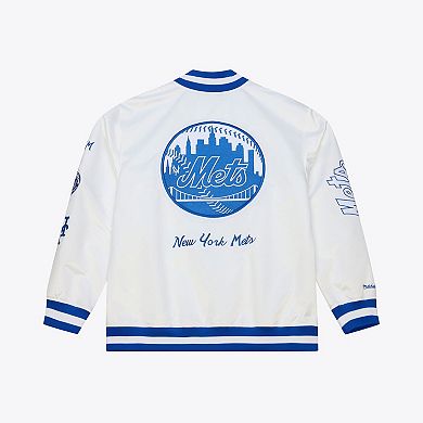 Men's Mitchell & Ness White New York Mets Cooperstown Collection Lightweight Satin Full-Snap Jacket
