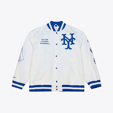 Men's Mitchell & Ness White New York Mets Cooperstown Collection Lightweight Satin Full-Snap Jacket