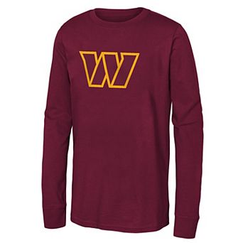Youth Burgundy Washington Commanders Primary Logo Long Sleeve T-Shirt