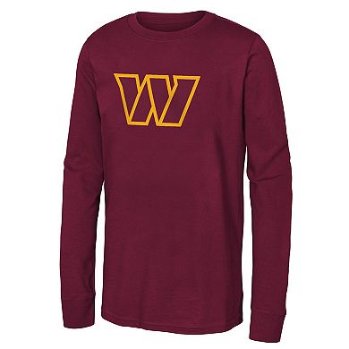 Youth Burgundy Washington Commanders Primary Logo Long Sleeve T-Shirt