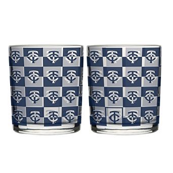 Logo Brands Minnesota Twins Two-Pack 12oz. Gridiron Stained Rocks Glass Set