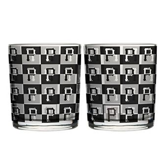 Logo Brands Pittsburgh Pirates Two-Pack 12oz. Gridiron Stained Rocks Glass Set