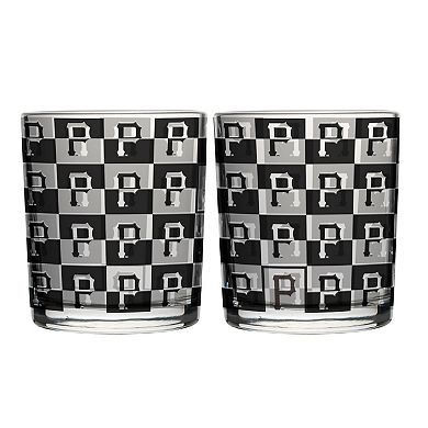 Logo Brands Pittsburgh Pirates Two-Pack 12oz. Gridiron Stained Rocks Glass Set