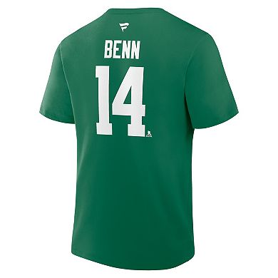 Men's Fanatics Jamie Benn Kelly Green Dallas Stars Captain Authentic Stack Name & Number T-Shirt