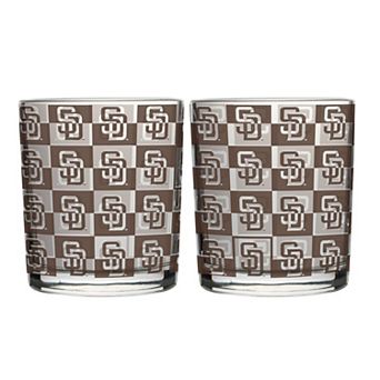 Logo Brands San Diego Padres Two-Pack 12oz. Gridiron Stained Rocks Glass Set