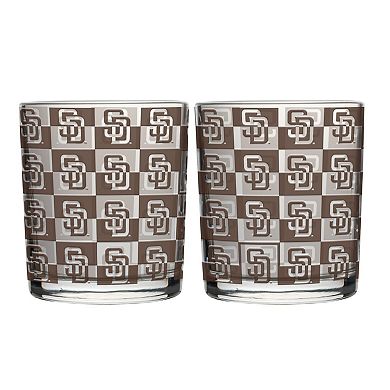 Logo Brands San Diego Padres Two-Pack 12oz. Gridiron Stained Rocks Glass Set