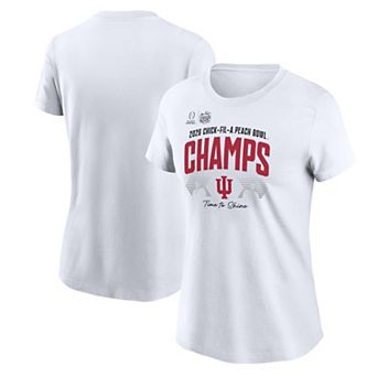 Women's White Indiana Hoosiers College Football Playoff 2026 Peach Bowl Champions Locker Room T-Shirt