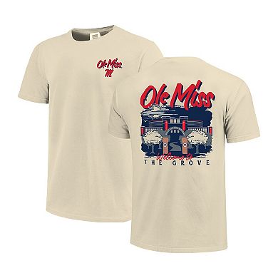 Men's Image One Natural Ole Miss Rebels Comfort Colors Hand-Drawn Campus Stack T-Shirt