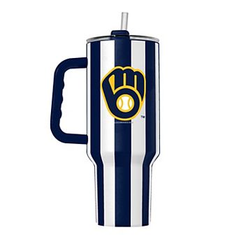 Logo Brands Milwaukee Brewers 40oz Vertical Stripe Powder Coat Tumbler