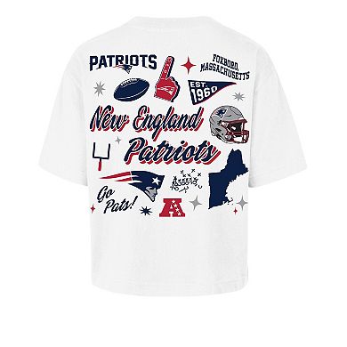 Women's '47 White New England Patriots Collage Script Reed City T-Shirt