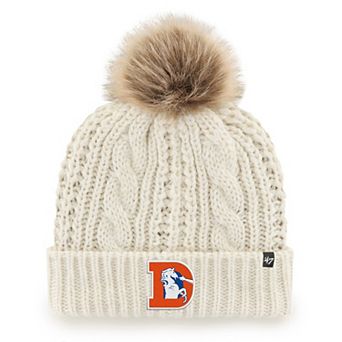 Women's '47 White Denver Broncos Meeko Cuffed Knit Hat with Pom