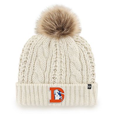 Women's '47 White Denver Broncos Meeko Cuffed Knit Hat with Pom
