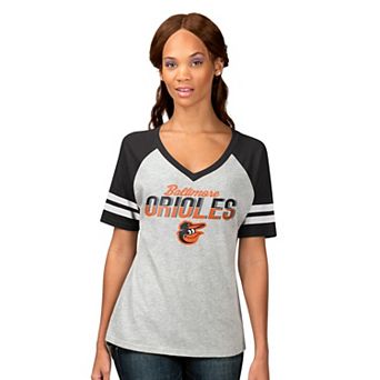Women's G-III 4Her by Carl Banks Heather Gray Baltimore Orioles Goal Line Raglan T-Shirt