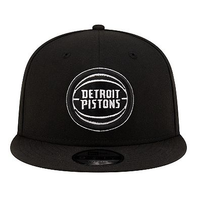 Men's New Era Black/White Detroit Pistons Team 9FIFTY Snapback Hat