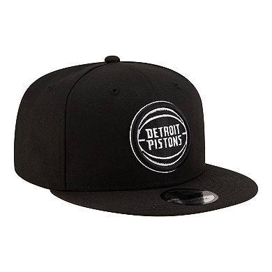 Men's New Era Black/White Detroit Pistons Team 9FIFTY Snapback Hat