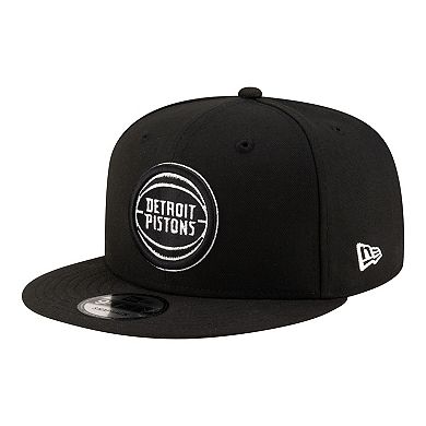 Men's New Era Black/White Detroit Pistons Team 9FIFTY Snapback Hat