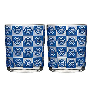 Logo Brands Chicago Cubs Two-Pack 12oz. Gridiron Stained Rocks Glass Set