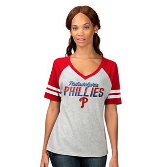 Women's G-III 4Her by Carl Banks Heather Gray Philadelphia Phillies Goal Line Raglan T-Shirt