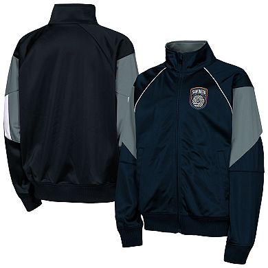 Youth Outerstuff Black/Gray San Diego FC Color Blocked Full-Zip Track Jacket