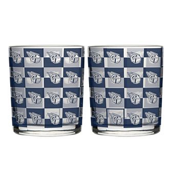 Logo Brands Cleveland Guardians Two-Pack 12oz. Gridiron Stained Rocks Glass Set