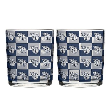 Logo Brands Cleveland Guardians Two-Pack 12oz. Gridiron Stained Rocks Glass Set