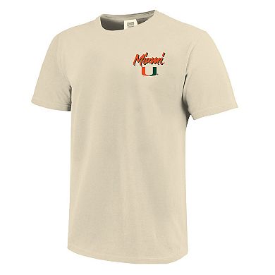 Men's Image One Natural Miami Hurricanes Comfort Colors Hand-Drawn Campus Stack T-Shirt