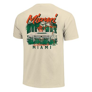 Men's Image One Natural Miami Hurricanes Comfort Colors Hand-Drawn Campus Stack T-Shirt