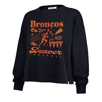 Women's '47 Navy Denver Broncos Team Collage Sydney Long Sleeve T-Shirt
