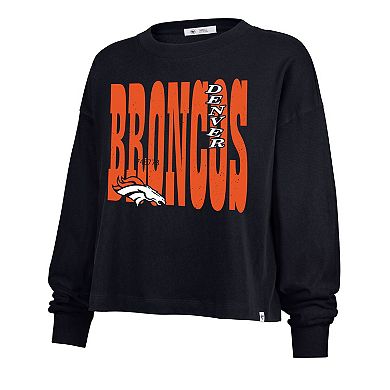 Women's '47 Navy Denver Broncos Stacked Sydney Long Sleeve T-Shirt