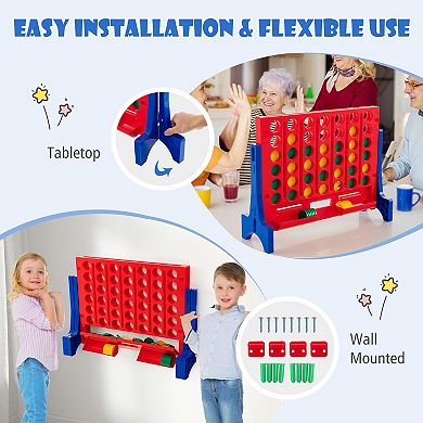 Jumbo 4 In A Row Connect Game Set With 42 Coins And Carry Bag