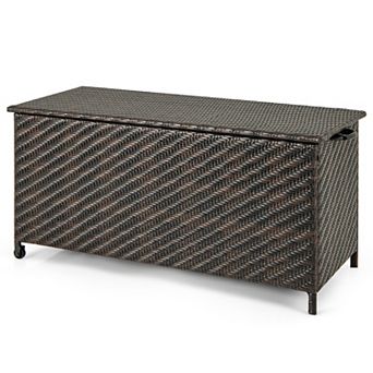 85 Gallon Outdoor Storage Deck Box With Wheels And Removable Liner