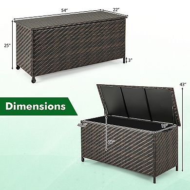 85 Gallon Outdoor Storage Deck Box With Wheels And Removable Liner