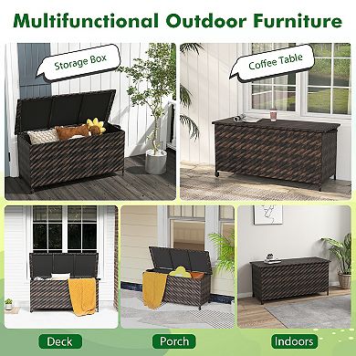 85 Gallon Outdoor Storage Deck Box With Wheels And Removable Liner